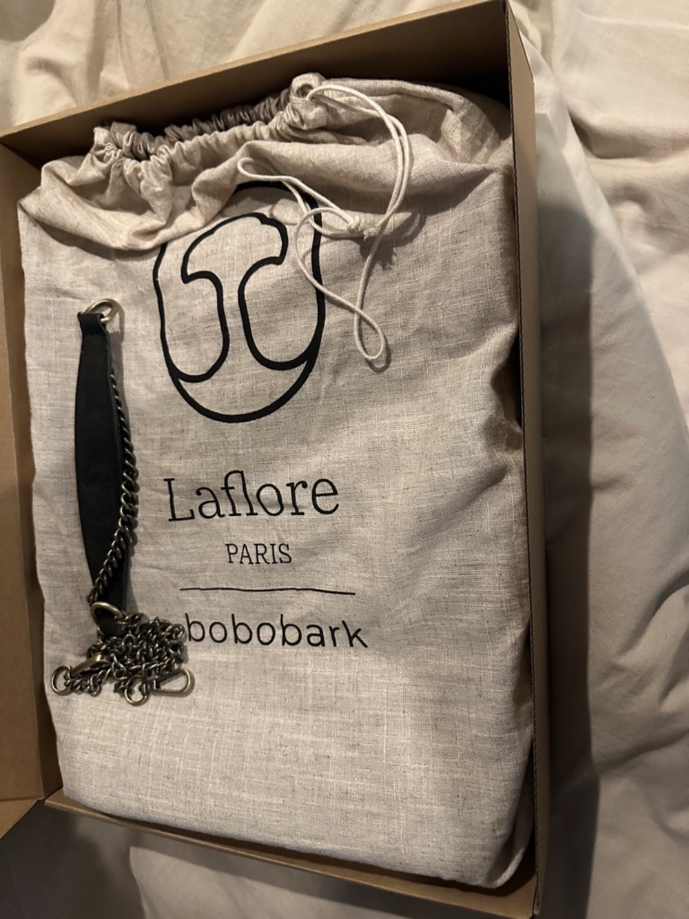 Laflore Paris Black backpack/Shoulder Bag with Chain Accent (extra) included.